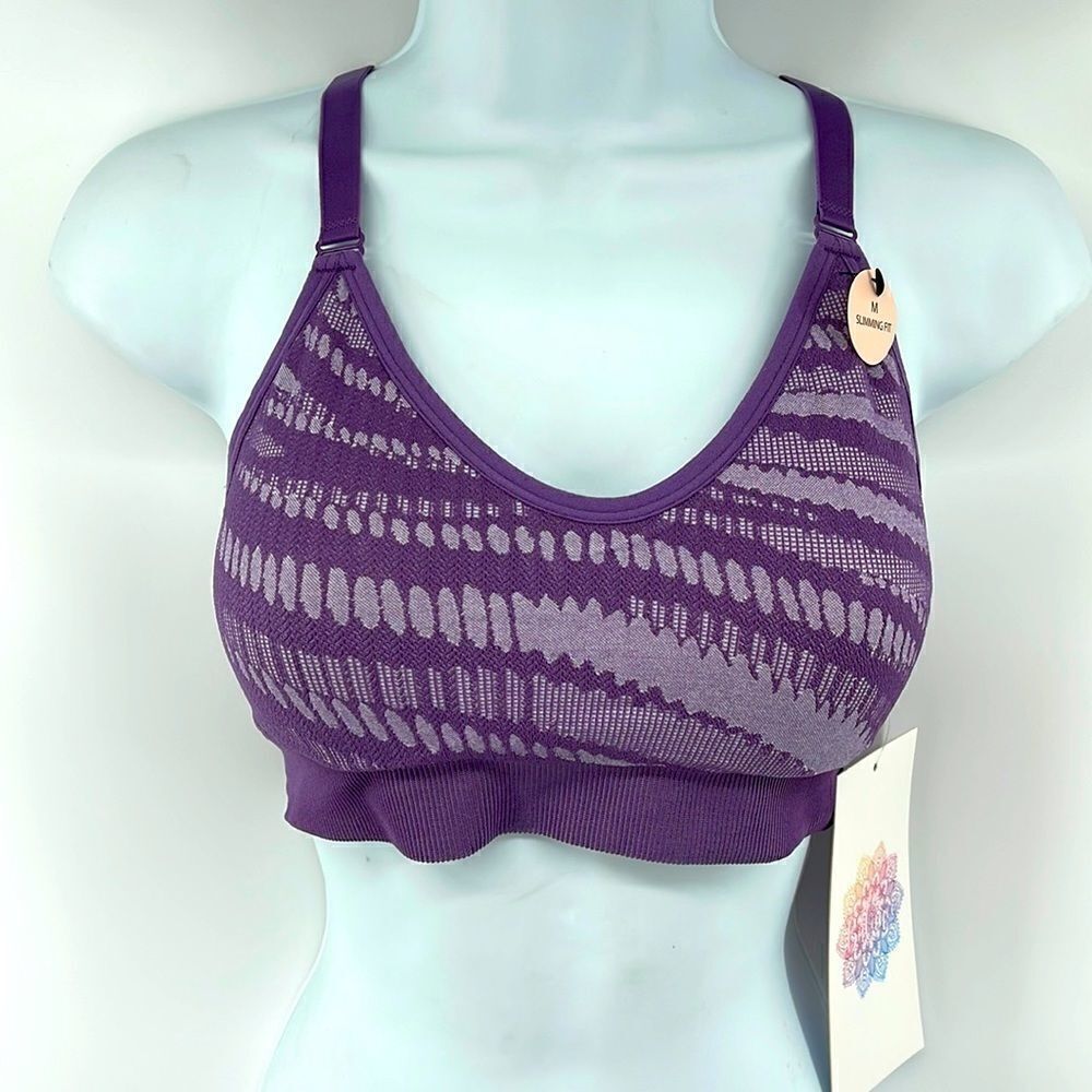 Bella Movement purple lilac lavender sports bra slimming fit NEW NWT small soft - Picture 2 of 13